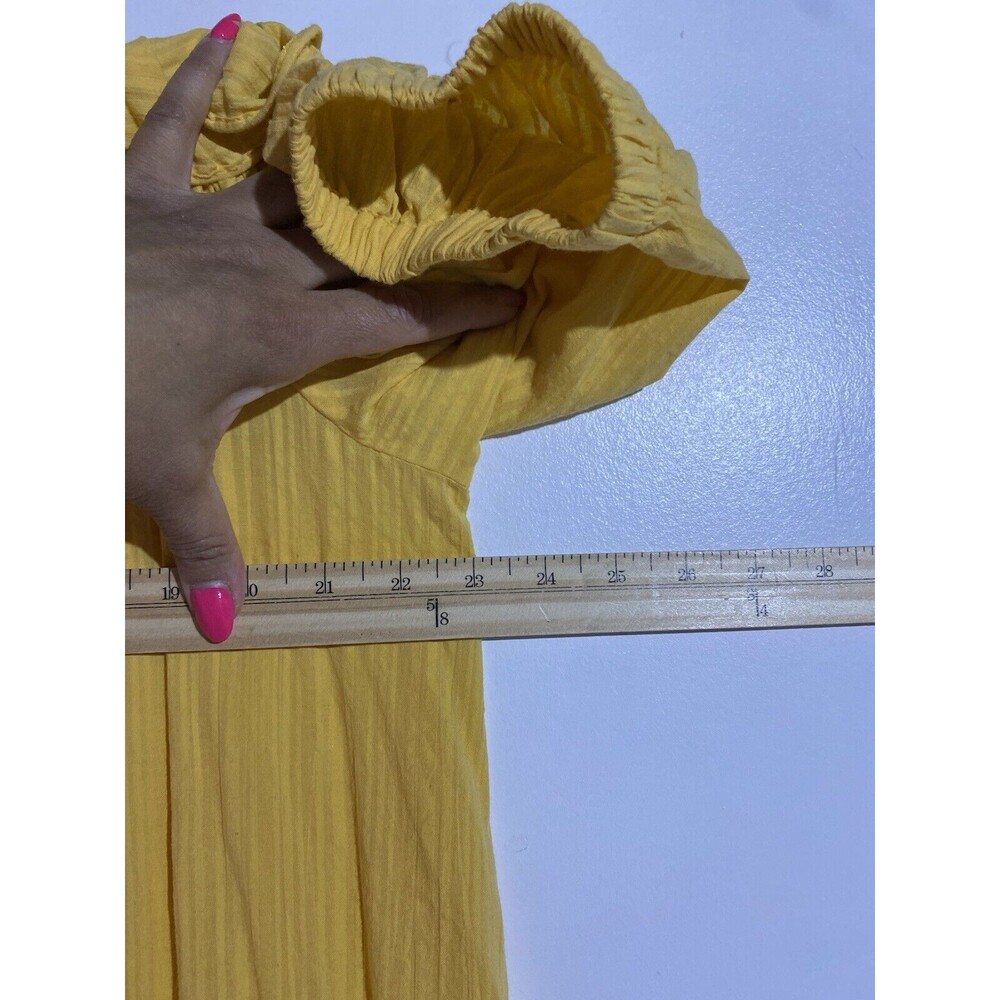 Anthropologie Dress S Yellow Maxi Beachy Ruffle Tiered Off Shoulder Gauze Boho - Picture 12 of 14